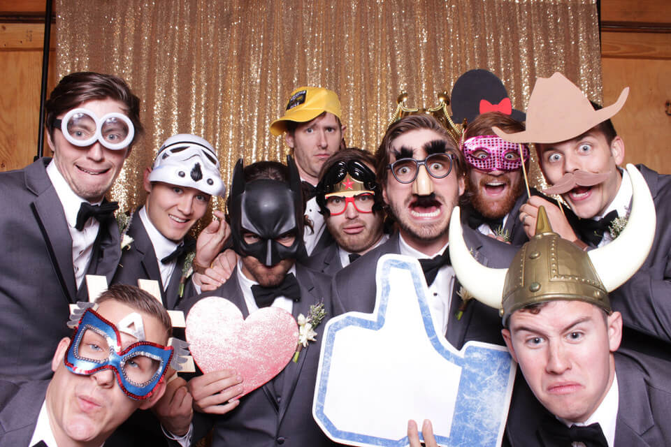 Lafayette,LA, LA Photo Booth - Large group of groomsmen using the photo booth